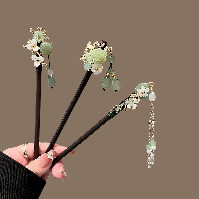 Pearl Hair Pin - Antique Wooden Hairpin Women's Elegant Hair