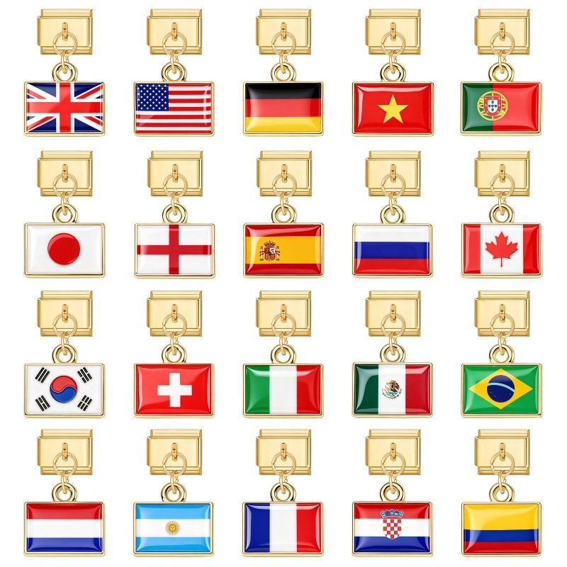 1Pcs 9×10mm Colorful World Fla - огляд і ціна Women'S Accessories Manufacturers