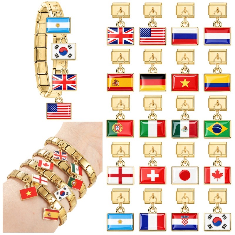 1Pcs 9×10mm Colorful World Fla - огляд і ціна Women'S Accessories Manufacturers