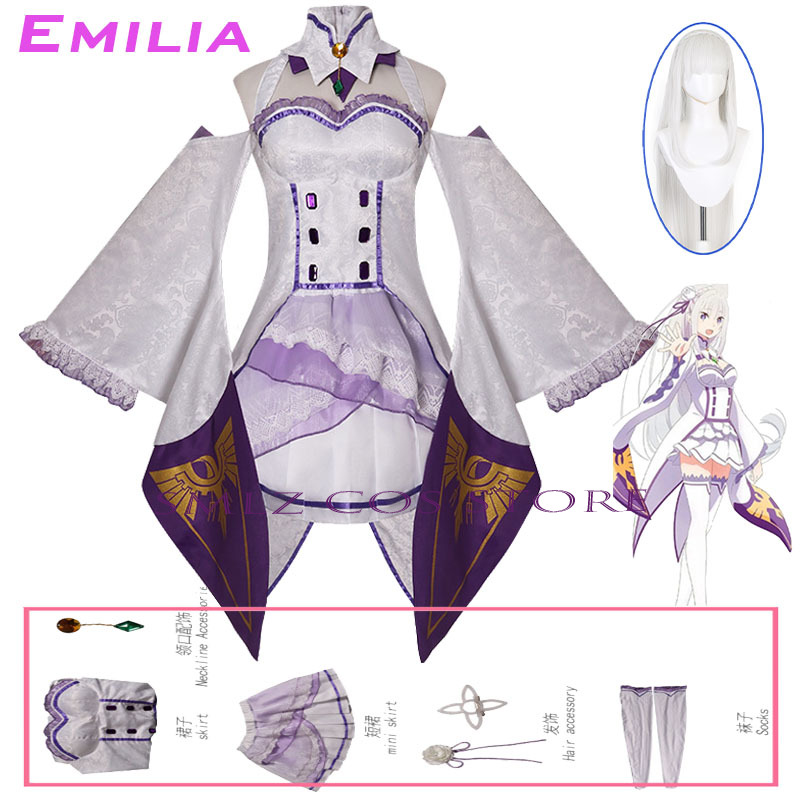 Emilia Cosplay Anime Re Zero K - огляд і ціна Women Accessories Set