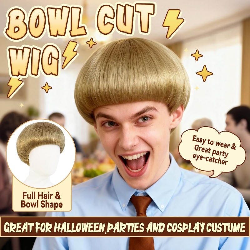 Short Blonde Bowl Cut Wig Blon - огляд і ціна Women'S Accessories In The 60S