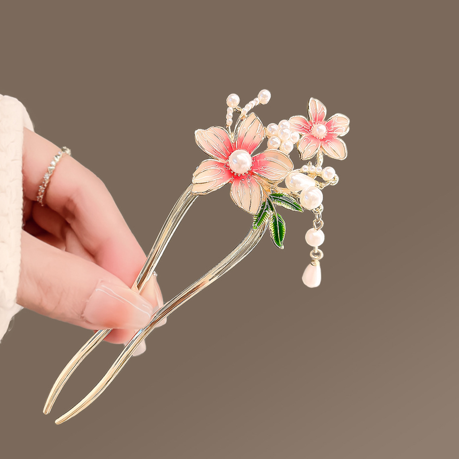 Elegant Pink Flower Hair Pin U - огляд і ціна Pearl Hair Pin