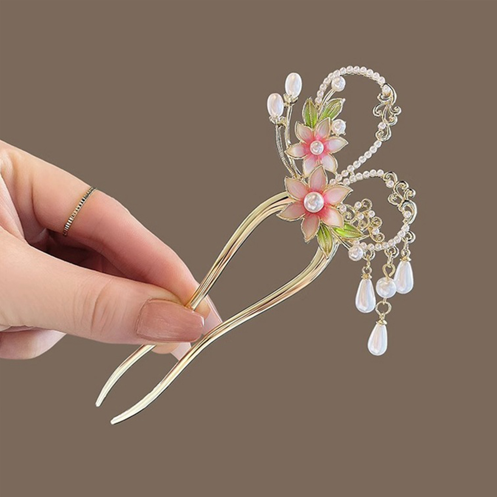 Elegant Pink Flower Hair Pin U - огляд і ціна Pearl Hair Pin