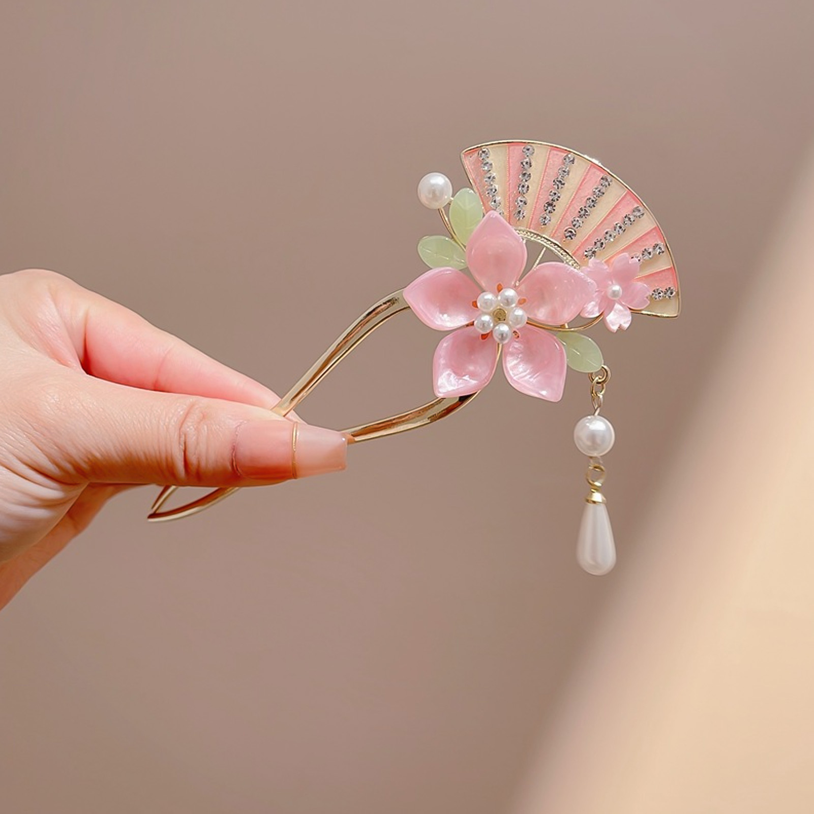 Elegant Pink Flower Hair Pin U - огляд і ціна Pearl Hair Pin